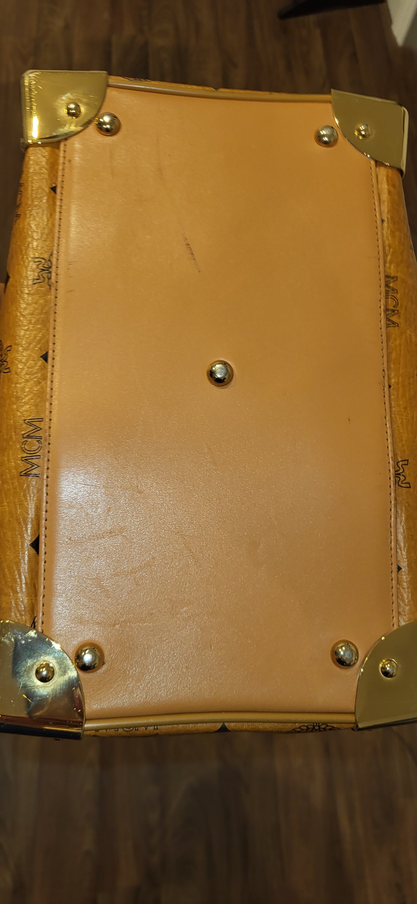 MCM Boston Cognac Visetos with gold corners *RARE*