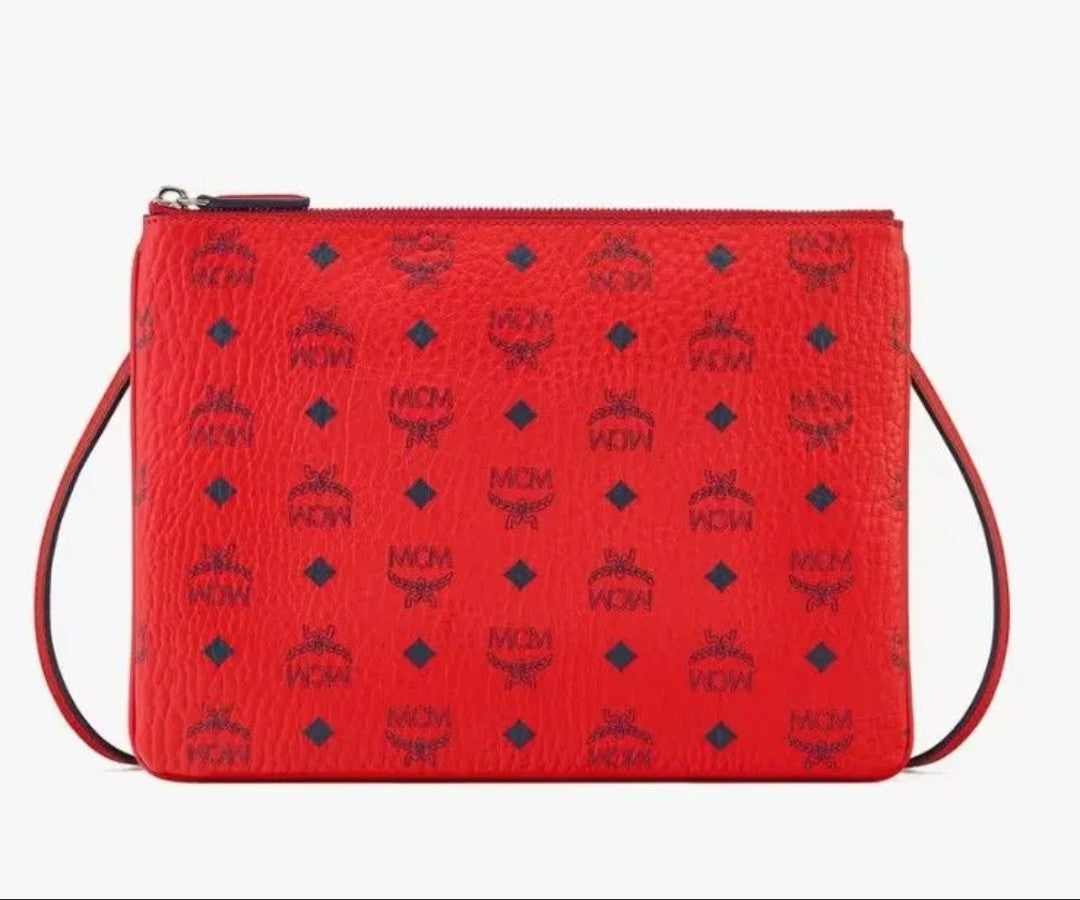 NEW! MCM Medium Candy RED Crossbody Pouch