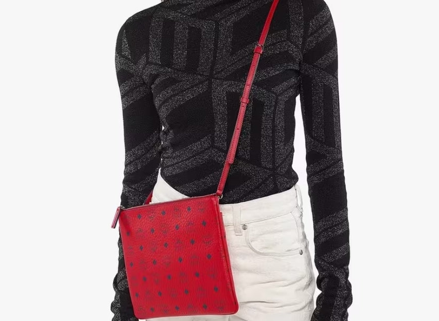 NEW! MCM Medium Candy RED Crossbody Pouch